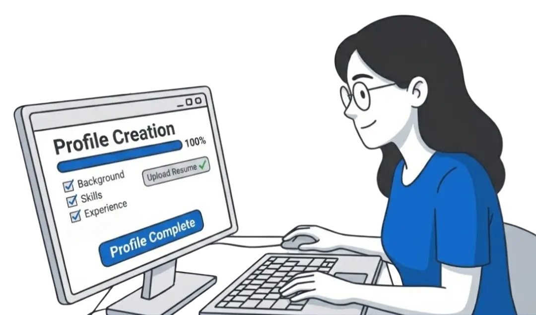 Person filling out profile