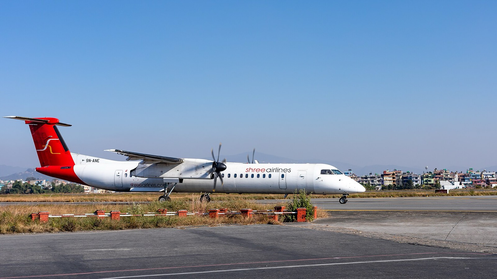A passenger plane taking off from Tribhuvan International Airport in Kathmandu